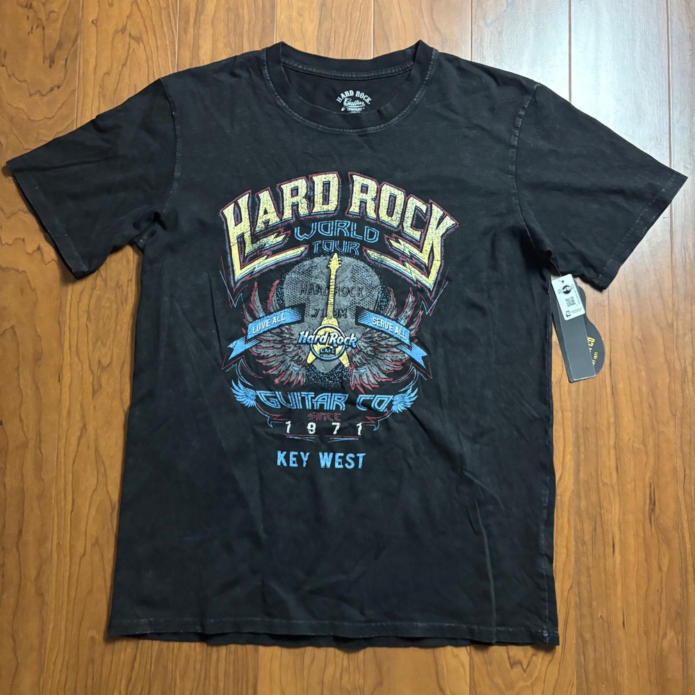 Hard Rock Cafe Key West World Tour Graphic T-Shirt Mens Large Black